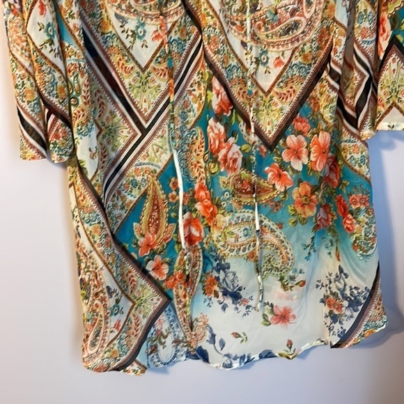 Isabel Hayley Patchwork Floral Paisley Tunic Semi to Sheer Blouse size 1X - Picture 4 of 15